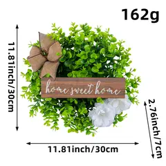 GANGLIAN - Corona Bienvenida 30cm con Flores Blancas - Decoración Romántica para Puerta y Boda