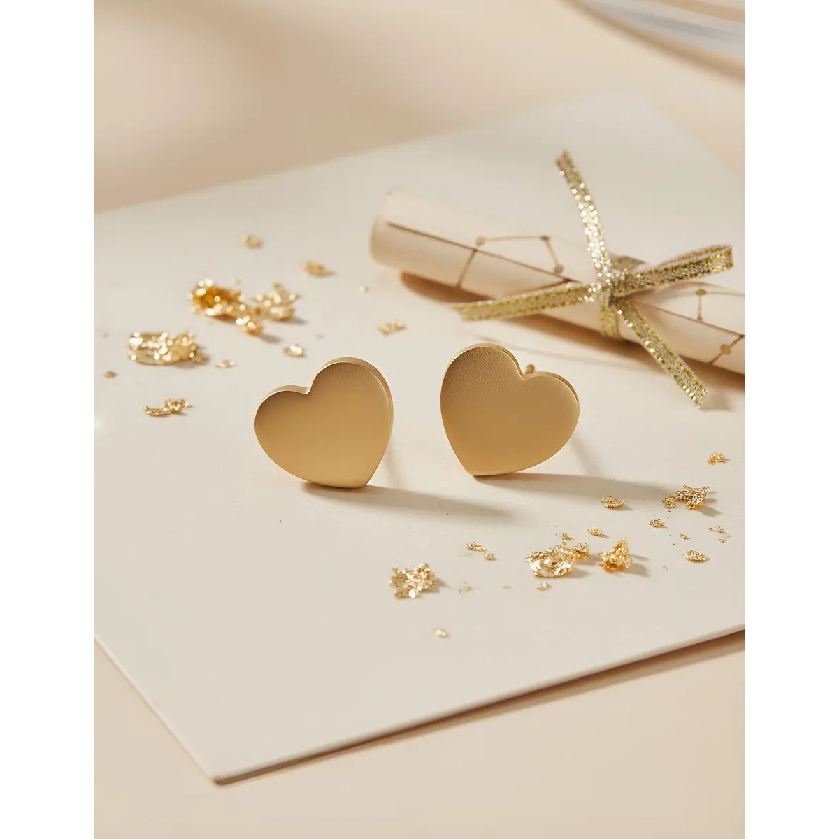 GENERICO - Aros Acero Quirurgico Corazón Gold Space Acero Quirurgico