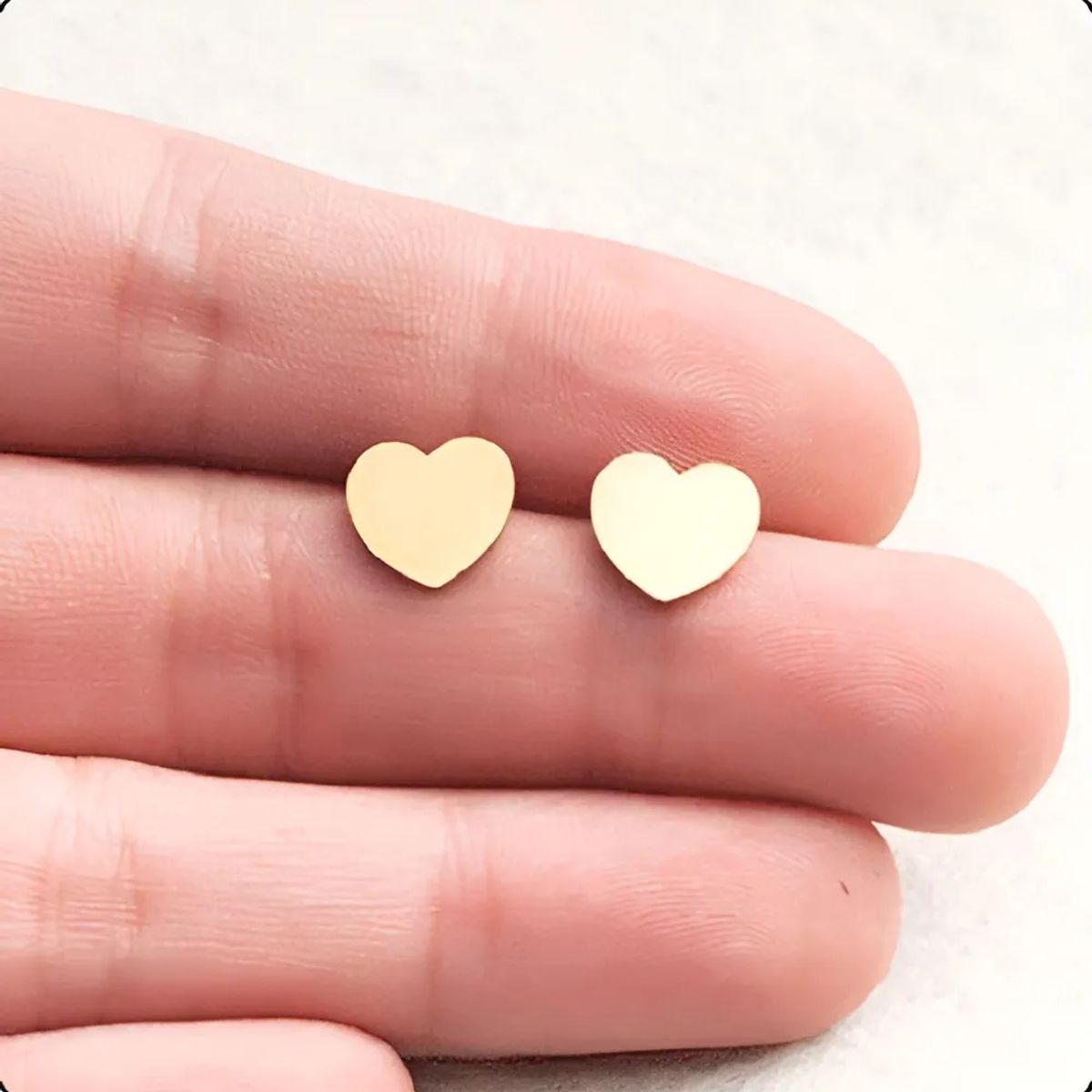 GENERICO - Aros Acero Quirurgico Corazón Gold Space Acero Quirurgico