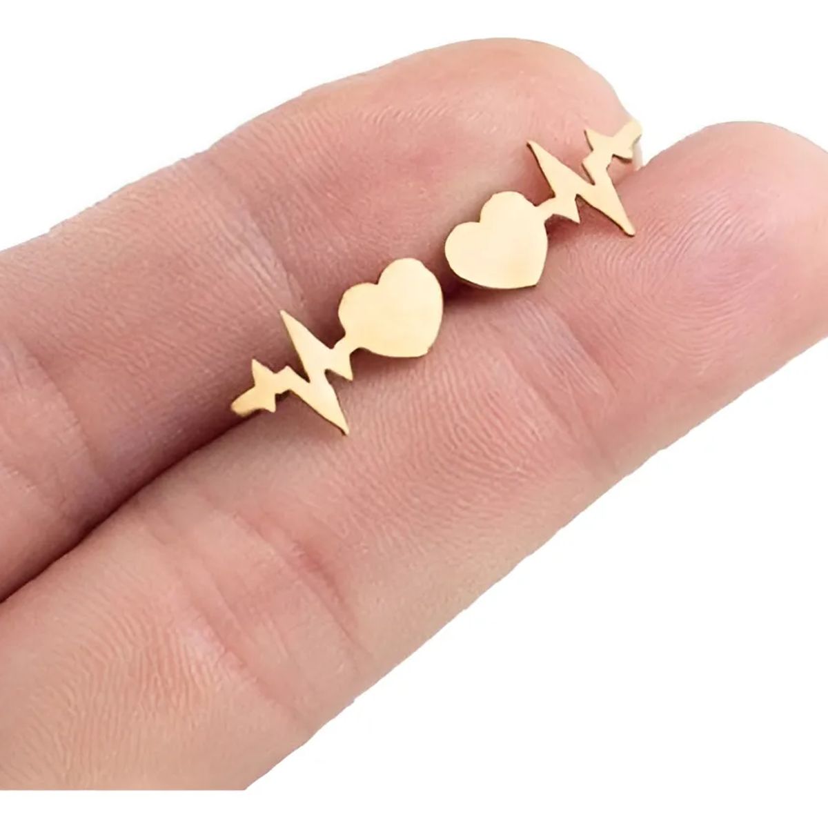 GENERICO - Aros Corazón Latidos Gold Space Acero Quirurgico