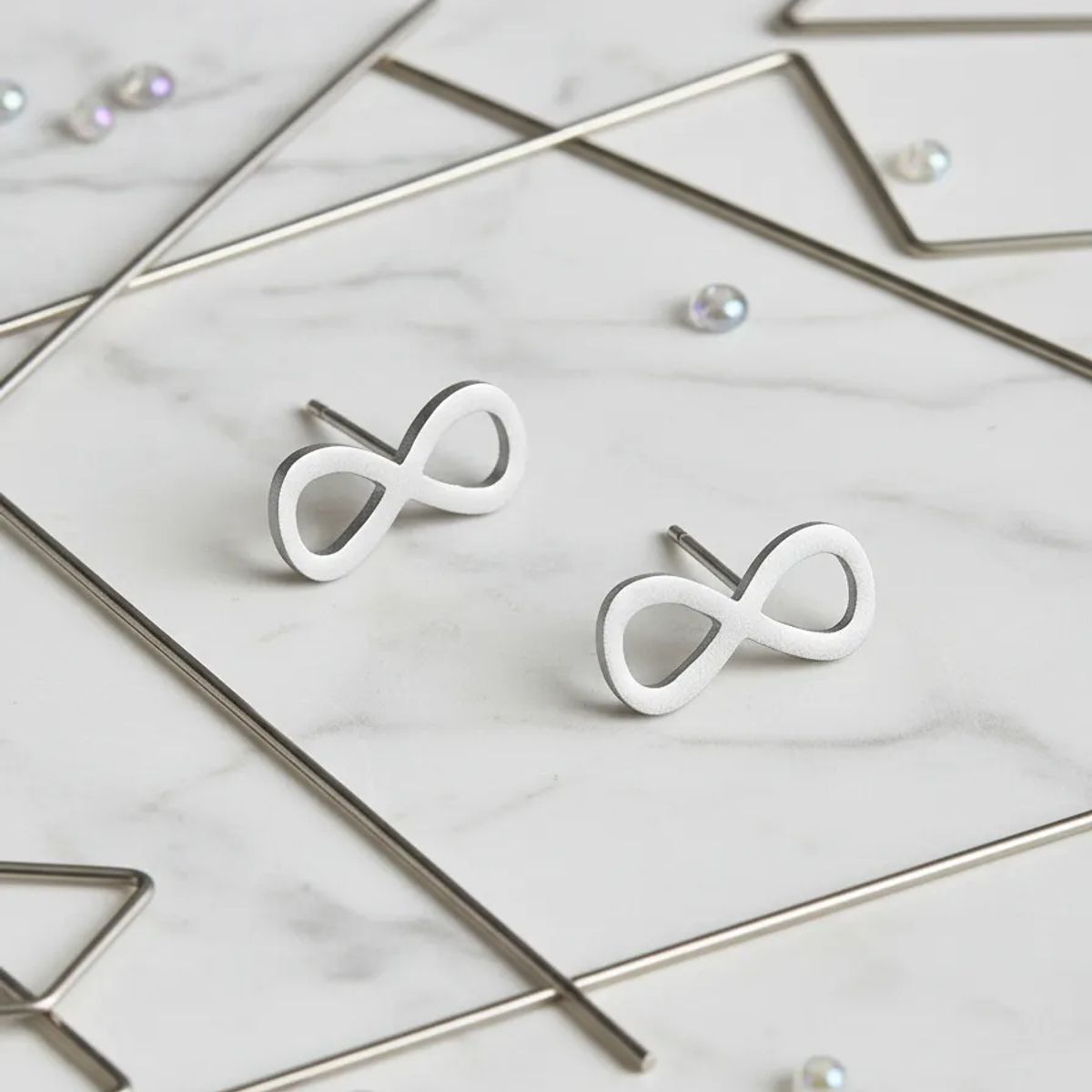 GENERICO - Aros Infinito Silver Space Minimalista Acero Quirurgico