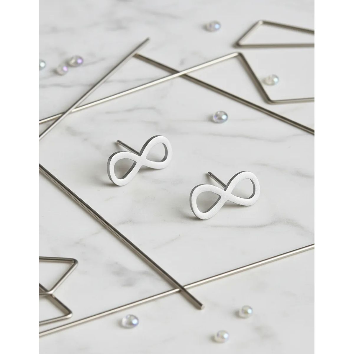 GENERICO - Aros Infinito Silver Space Minimalista Acero Quirurgico