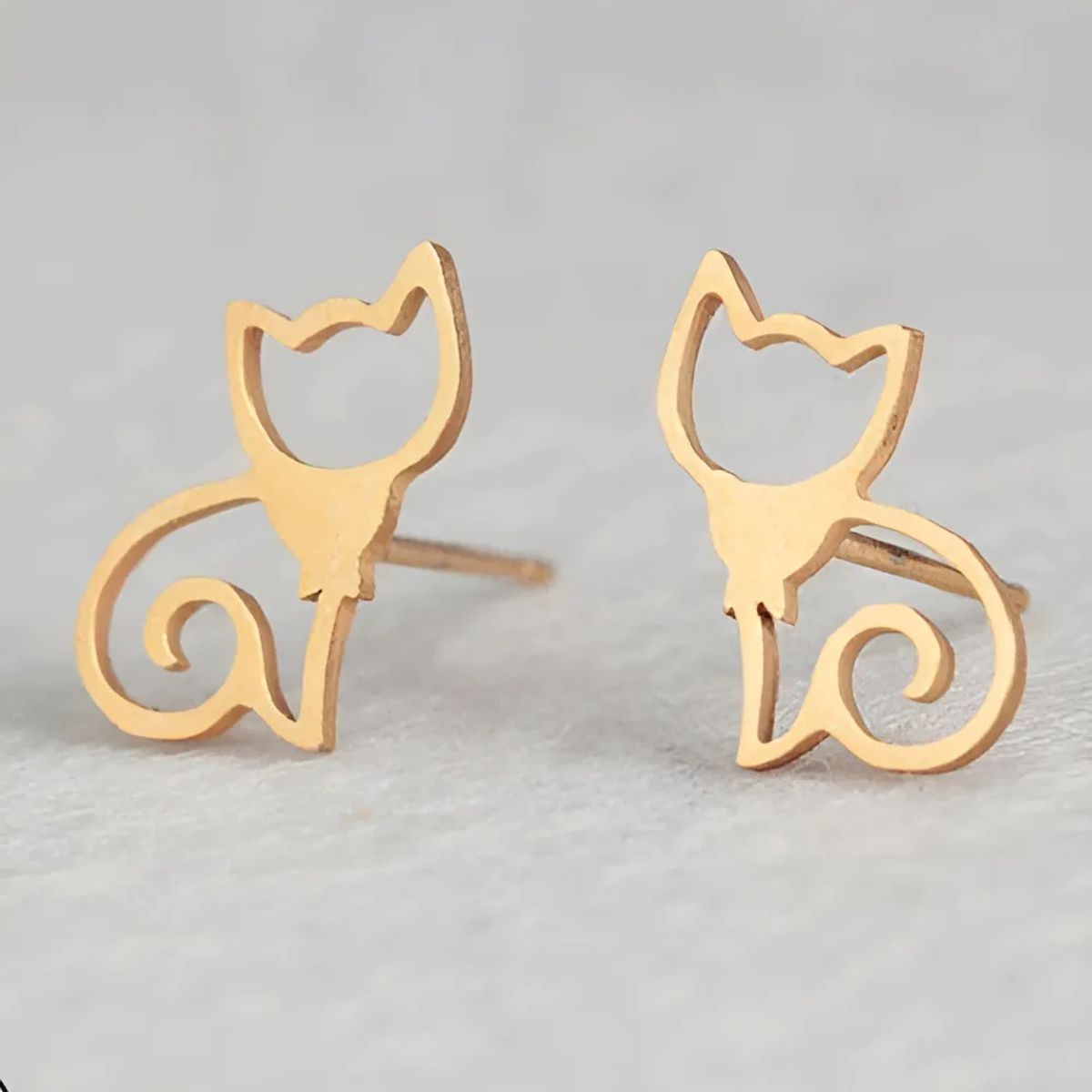 GENERICO - Aros Gato Gold Space Mujer Gata Acero Quirurgico