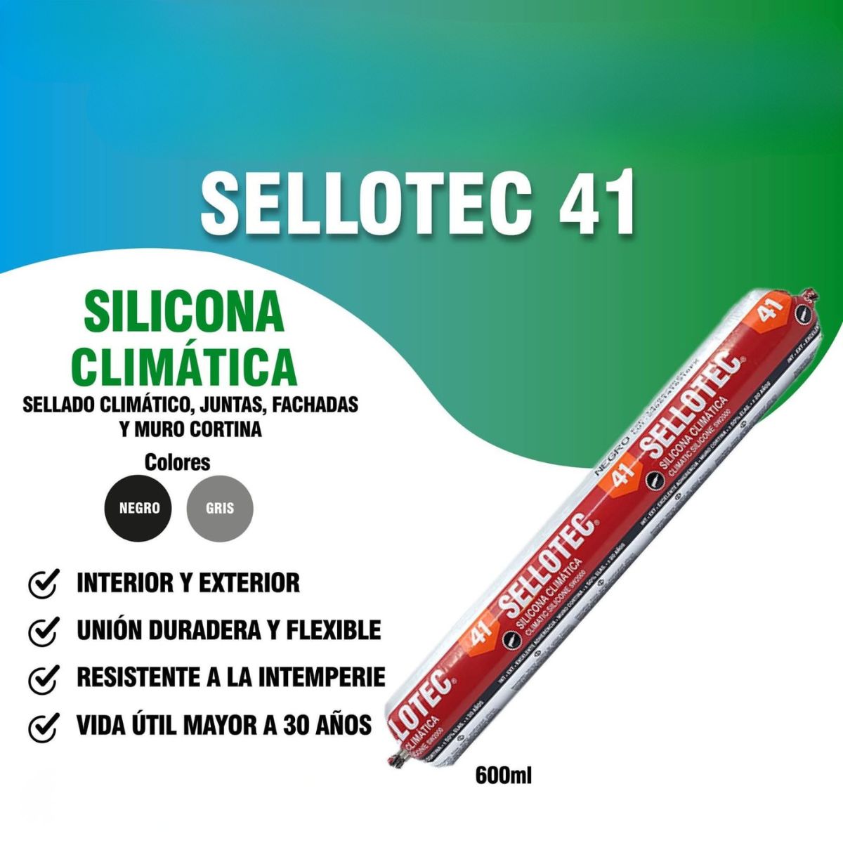 GENERICO - Silicona Climatica Negro Sellotec 41 600ml