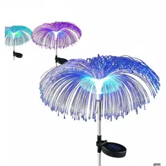 GENERICO - Pack 2 Luces Estaca Solares Flor Medusa Jardín Colores Decoración