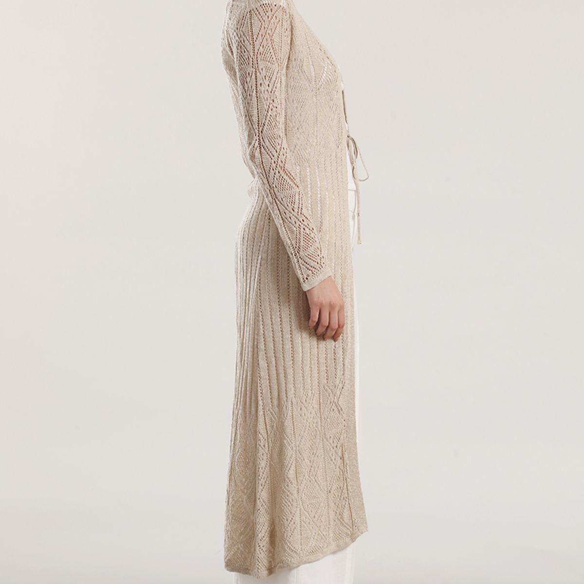 LIOLA - Tapado midi tejido mujer Liola beige