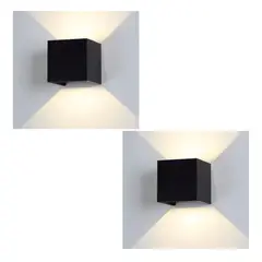 GENERICO - 2 Apliqué Cubo Negro Bidireccional Ángulo Ajustable 6W Luz Cálida