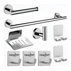 OFERTABKN - Juego Set 9 Accesorios Para Baño Acero Inoxidable Plateado