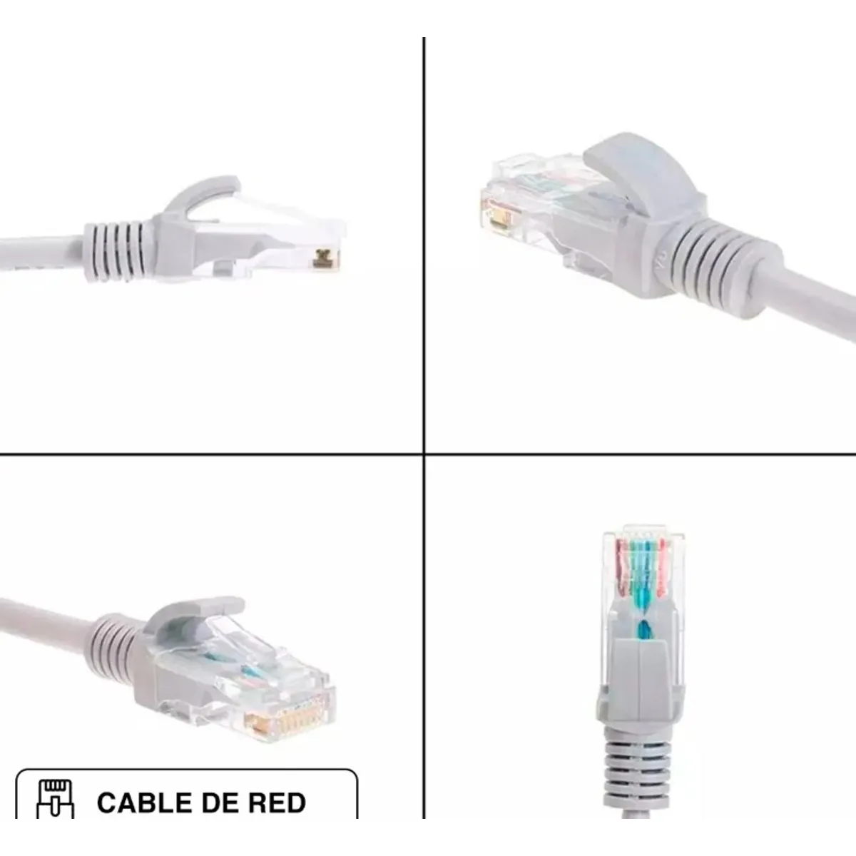 Cable De Red Rj-45 Cat6 3 Metros Gris, marca GENERICO - Foto Principal