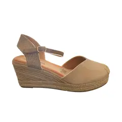 HERIEL - Sandalia Beige Taco Cuña Mujer