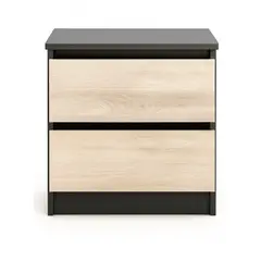 DECORACION CREATIVA - Velador 2 Cajones Negro Albayalde premium