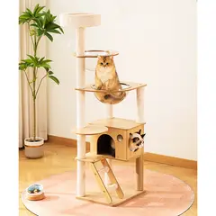 GENERICO - Rascador Torre Para Gatos Con Yute Y Felpa 159x50x50