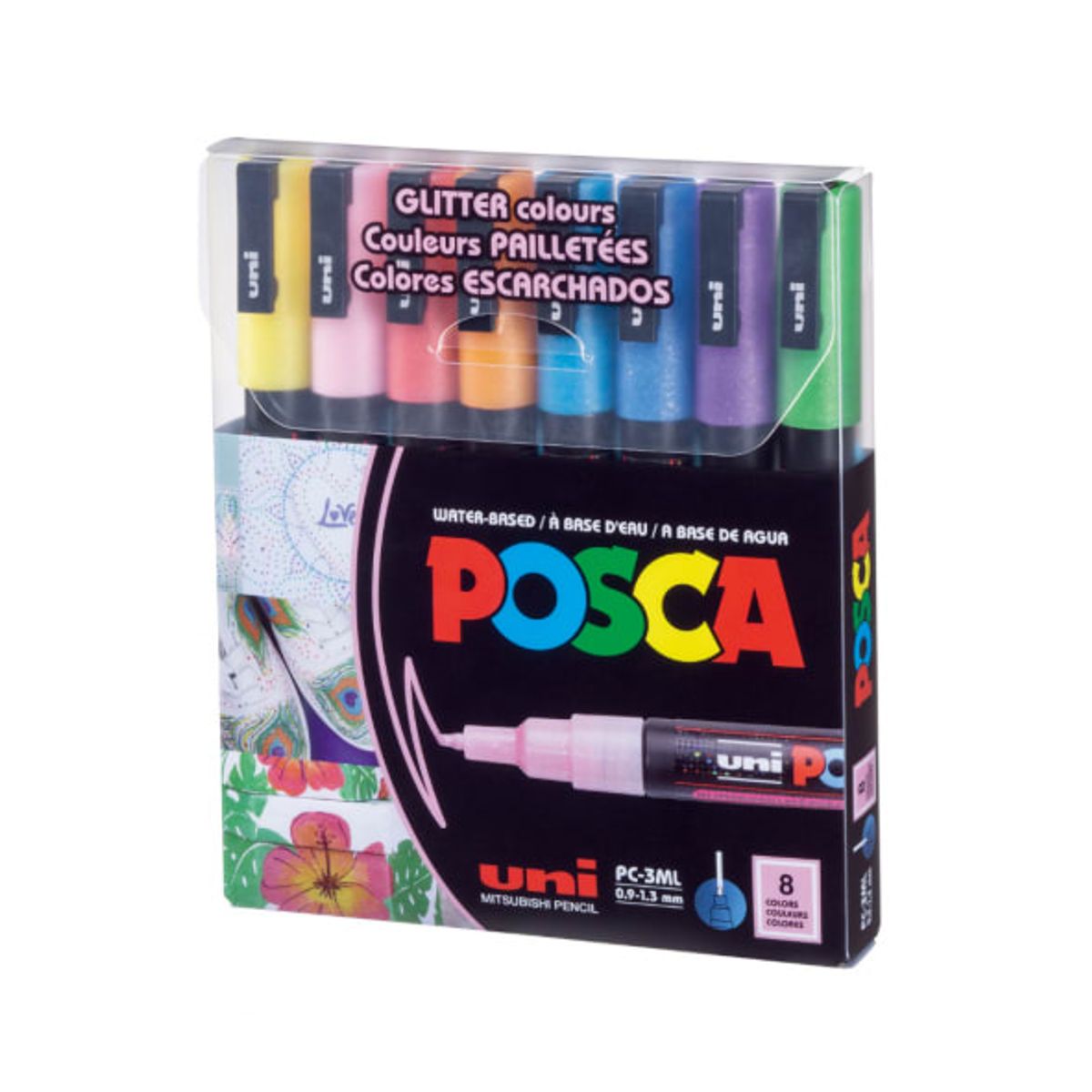 UNI POSCA - Set 8 colores 3M Glitter Pastel POSCA