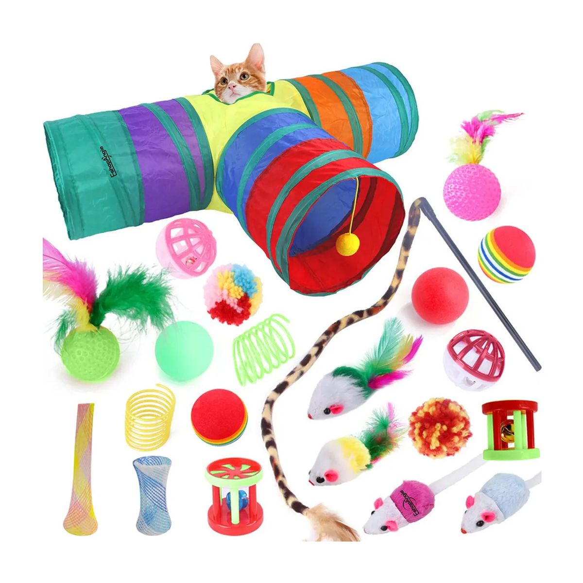 OFERTABKN - Túnel Plegable Gato 3 Vías 20 Pzs Juguetes Mascota