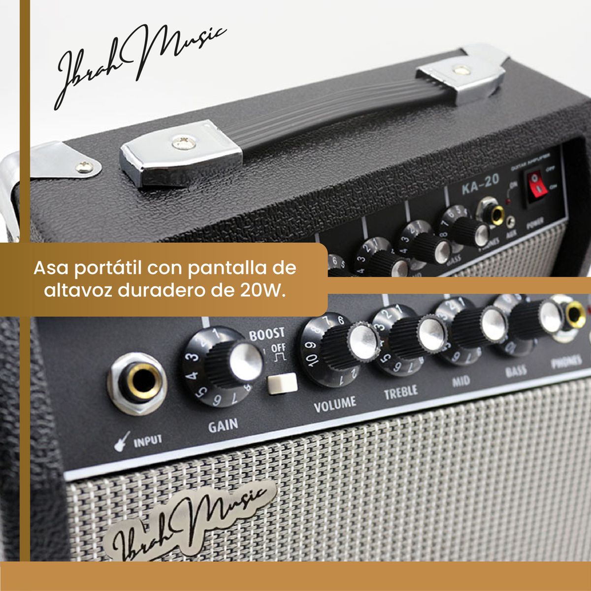 IBRAH - Amplificador Guitarra Electrica Ibrah Music KA-20W Sonido Claro Potente