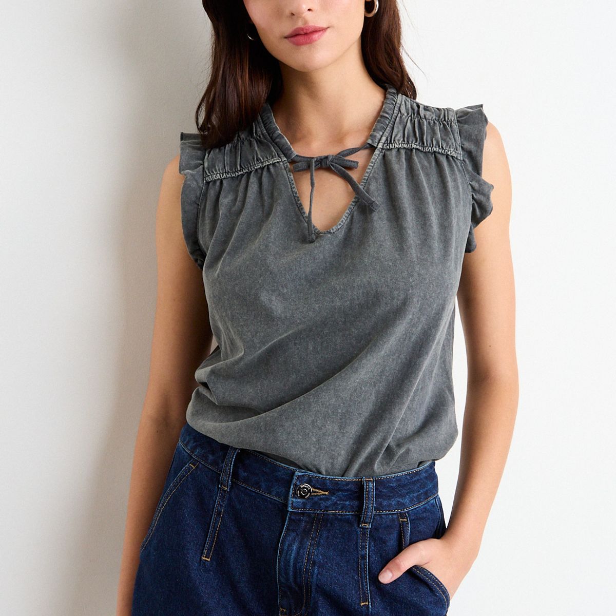 IO - Polera Lisa Mujer Gris Io