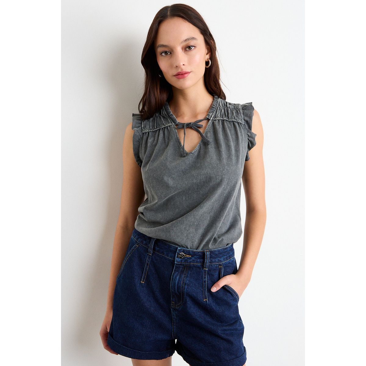 IO - Polera Lisa Mujer Gris Io