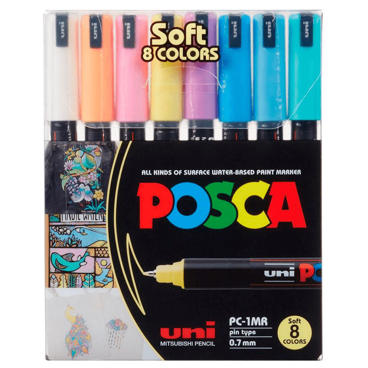 UNI POSCA - Set Marcador 1M 8 Colores POSCA