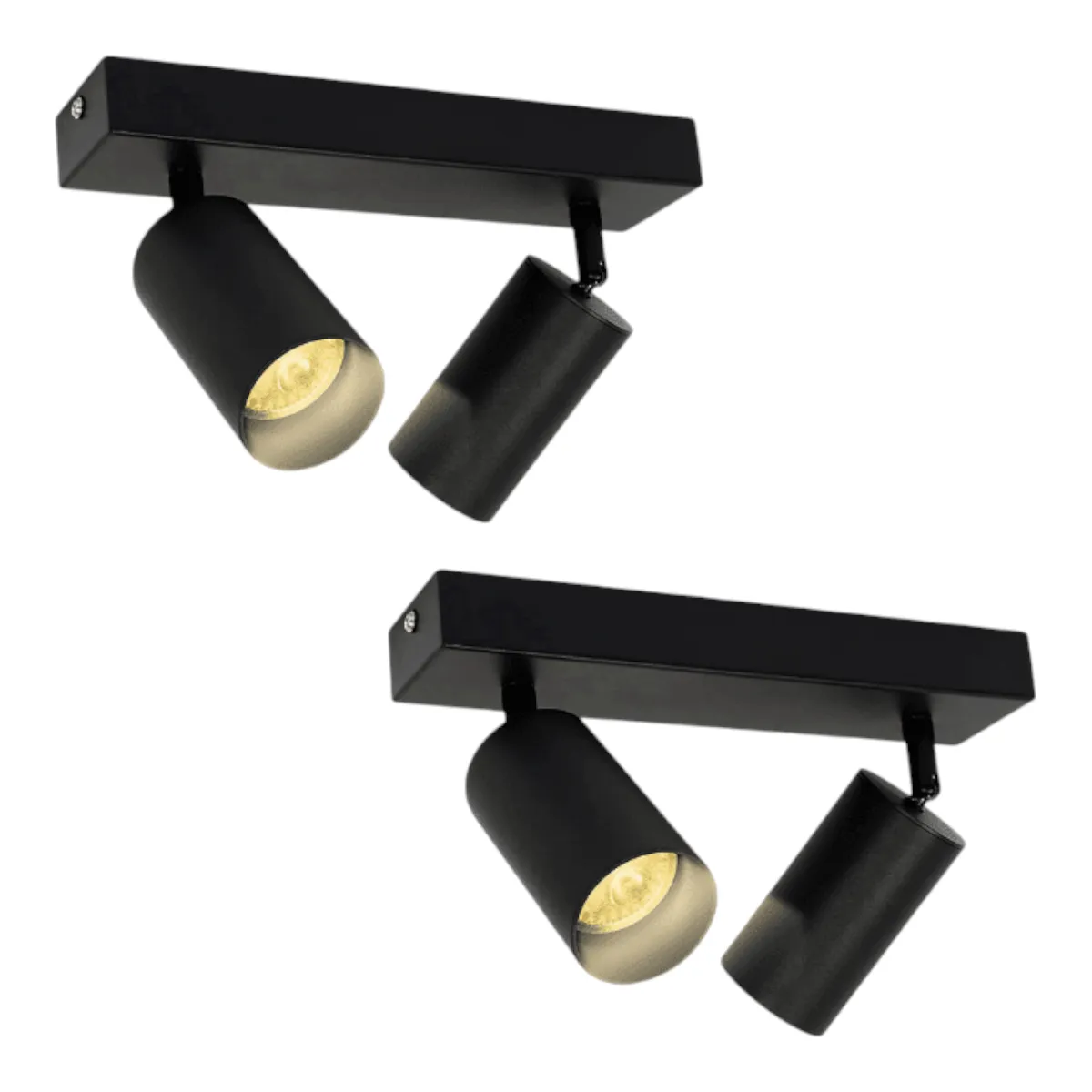2 Aplique Altair II Con 2 Focos Cilindro Negro Luz Cálida, marca WANT - Foto Principal