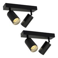 2 Aplique Altair II Con 2 Focos Cilindro Negro Luz Cálida