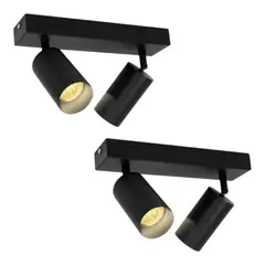 WANT - 2 Aplique Altair II Con 2 Focos Cilindro Negro Luz Cálida