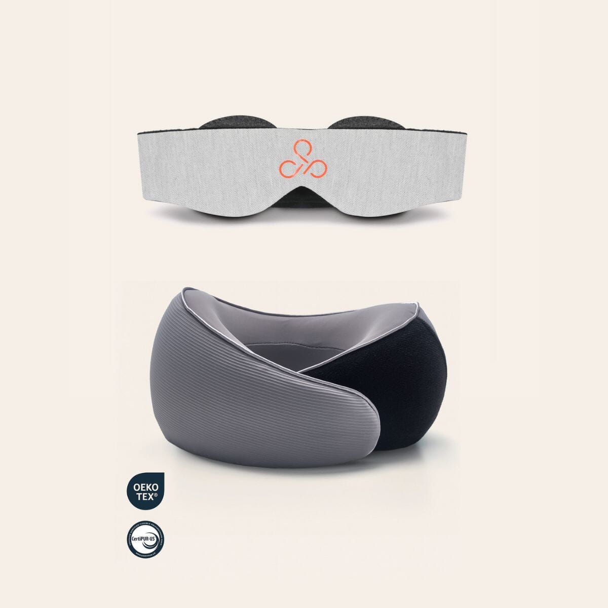 HYPNOS - Pack Viajero  Antifaz Gris + Almohada De Viaje Gris  Hypnos