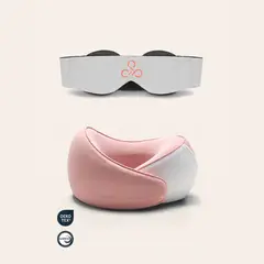 HYPNOS - Pack Viajero Antifaz Gris + Almohada De Viaje Rosado