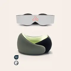 HYPNOS - Pack Viajero Antifaz Gris + Almohada De Viaje Verde