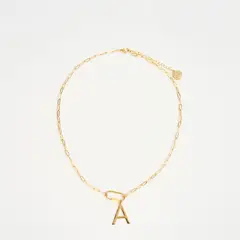 LOUNGE - Collar Mujer Broche Charm Letra A Dorado
