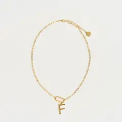 LOUNGE - Collar Mujer Broche Charm Letra F Dorado