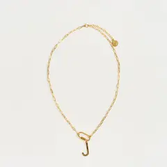 LOUNGE - Collar Mujer Broche Charm Letra J Dorado