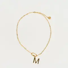LOUNGE - Collar Mujer Broche Charm Letra M Dorado