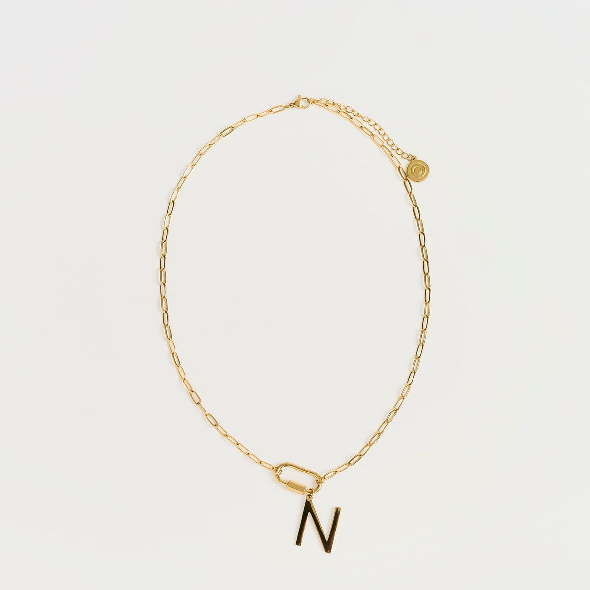 LOUNGE - Collar Mujer Broche Charm Letra N Dorado