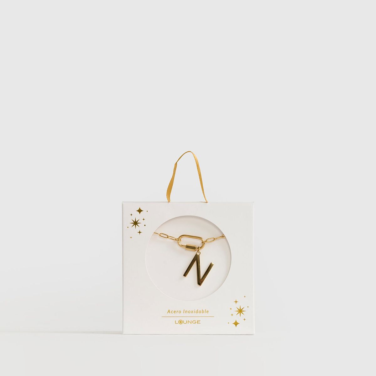 LOUNGE - Collar Mujer Broche Charm Letra N Dorado