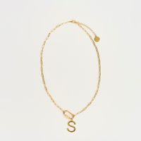 Collar Mujer Broche Charm Letra S Dorado