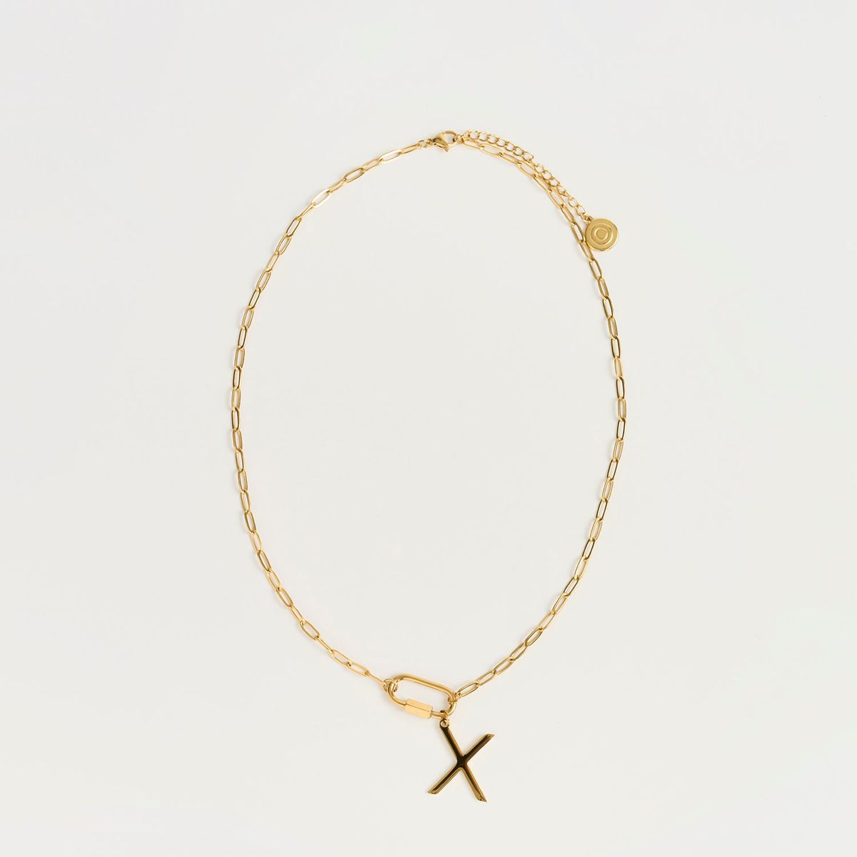 LOUNGE - Collar Mujer Broche Charm Letra X Dorado