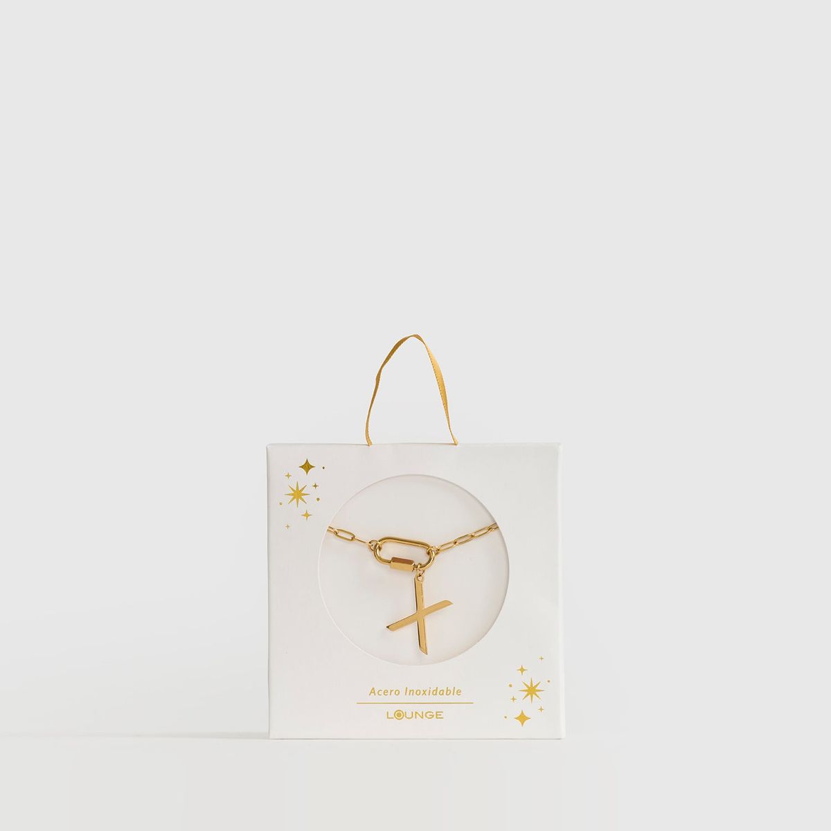 LOUNGE - Collar Mujer Broche Charm Letra X Dorado