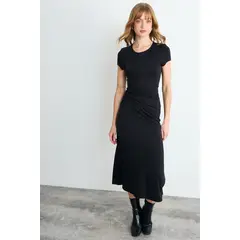 IO - Vestido Liso Largo Mujer Negro