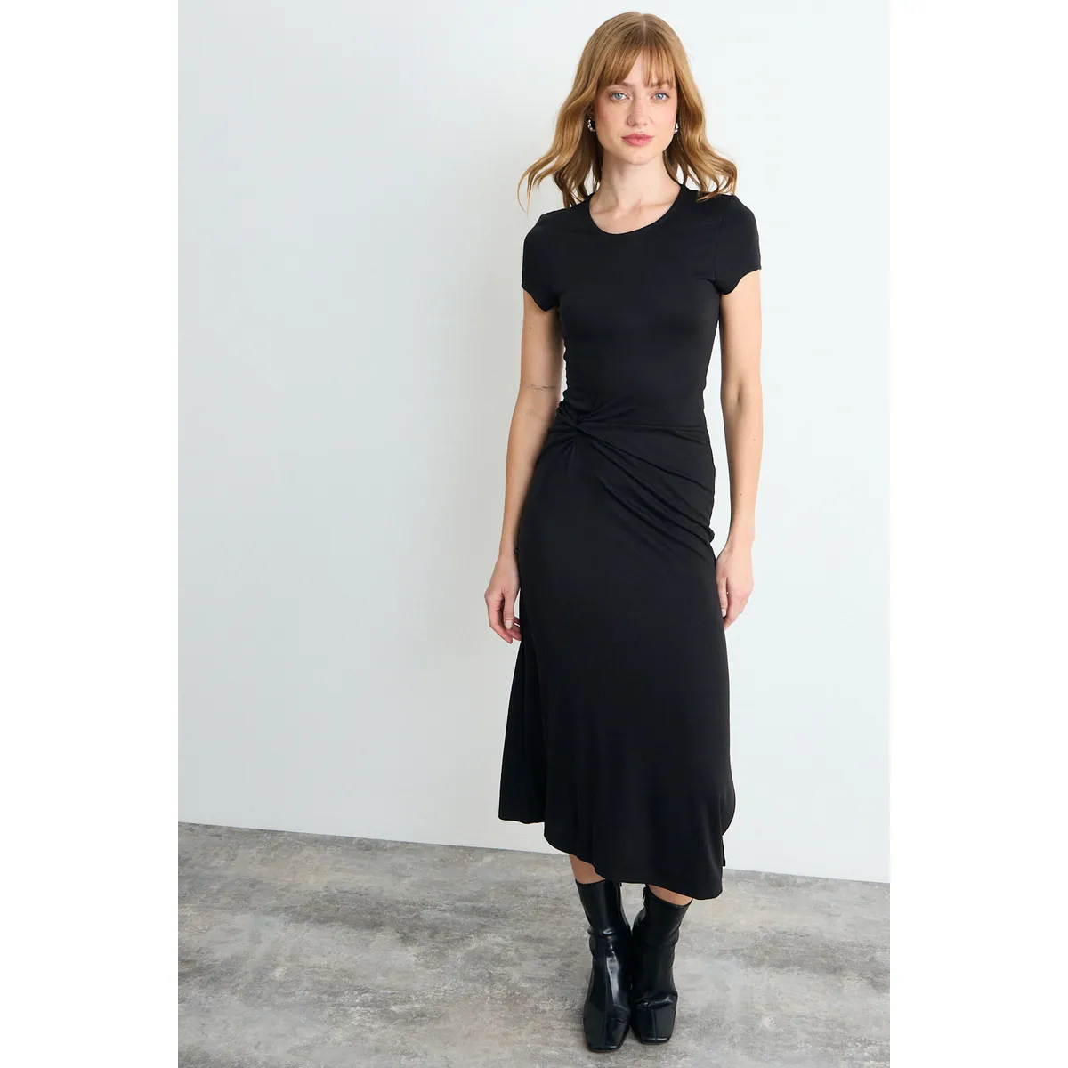 IO - Vestido Liso Largo Mujer Negro Io