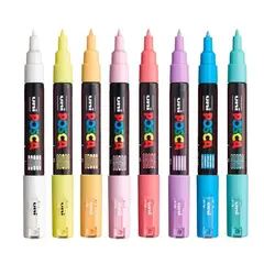 UNI POSCA - Set Marcador 1M 8 Colores Pastel POSCA