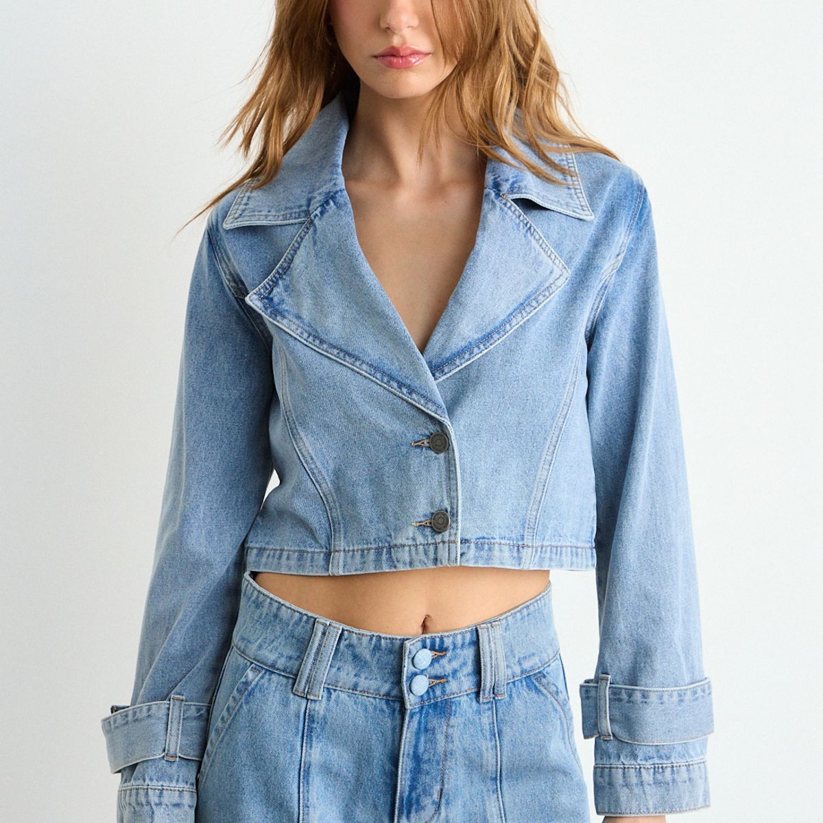 IO - Blazer Liso Mujer Celeste Io