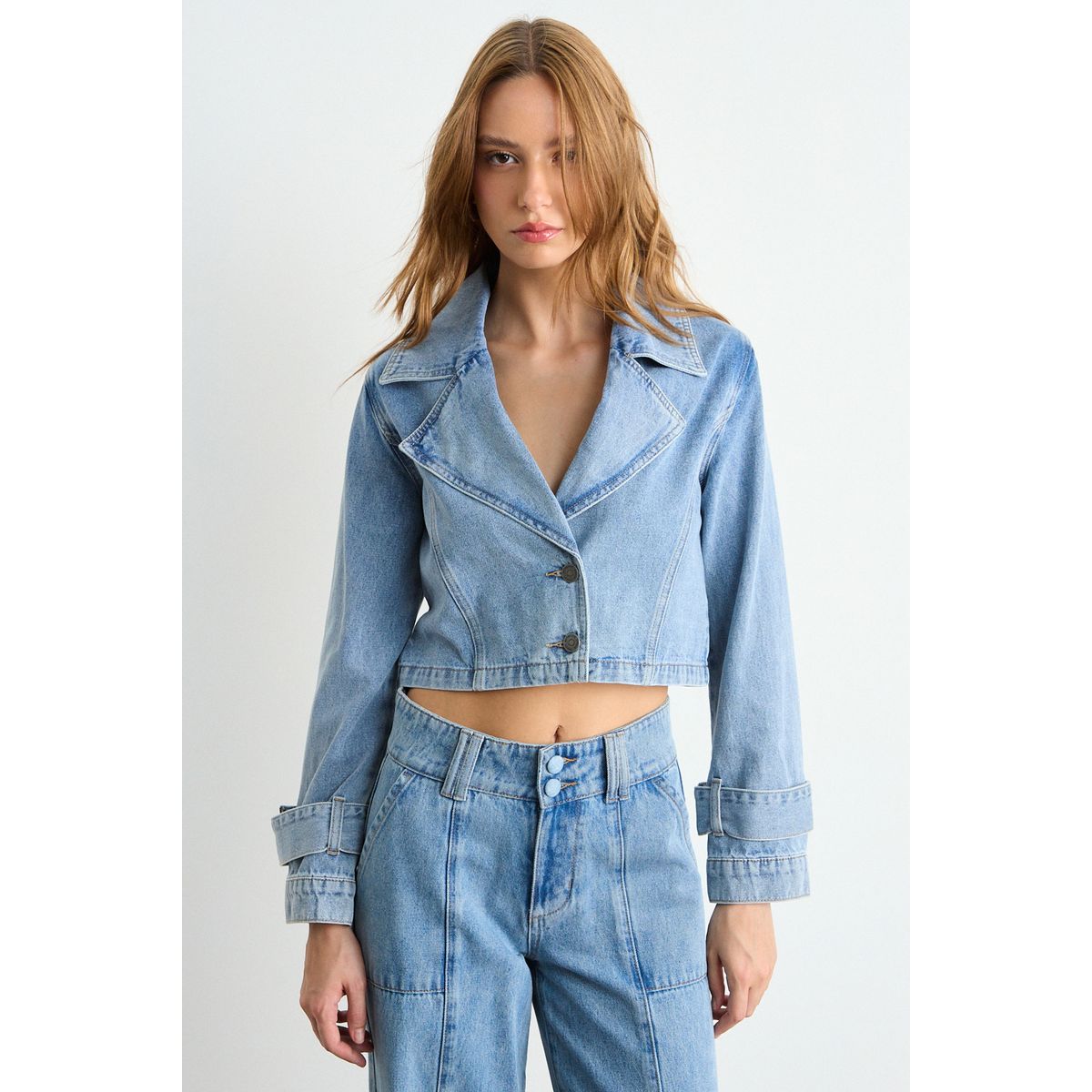 IO - Blazer Liso Mujer Celeste Io