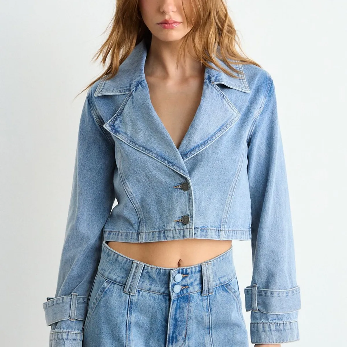 IO - Blazer Liso Mujer Celeste Io
