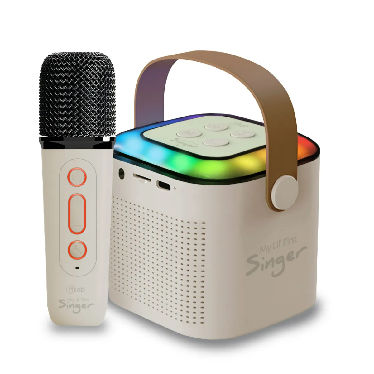 MLAB - Parlante Karaoke My Lil First Singer + 1 Micrófonos Inalámbricos Mlab Blanco