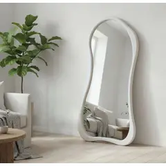 SANTU HOME & DECO - Espejo Asimetrico Cuerpo Entero Madera Blanco 180X80cm