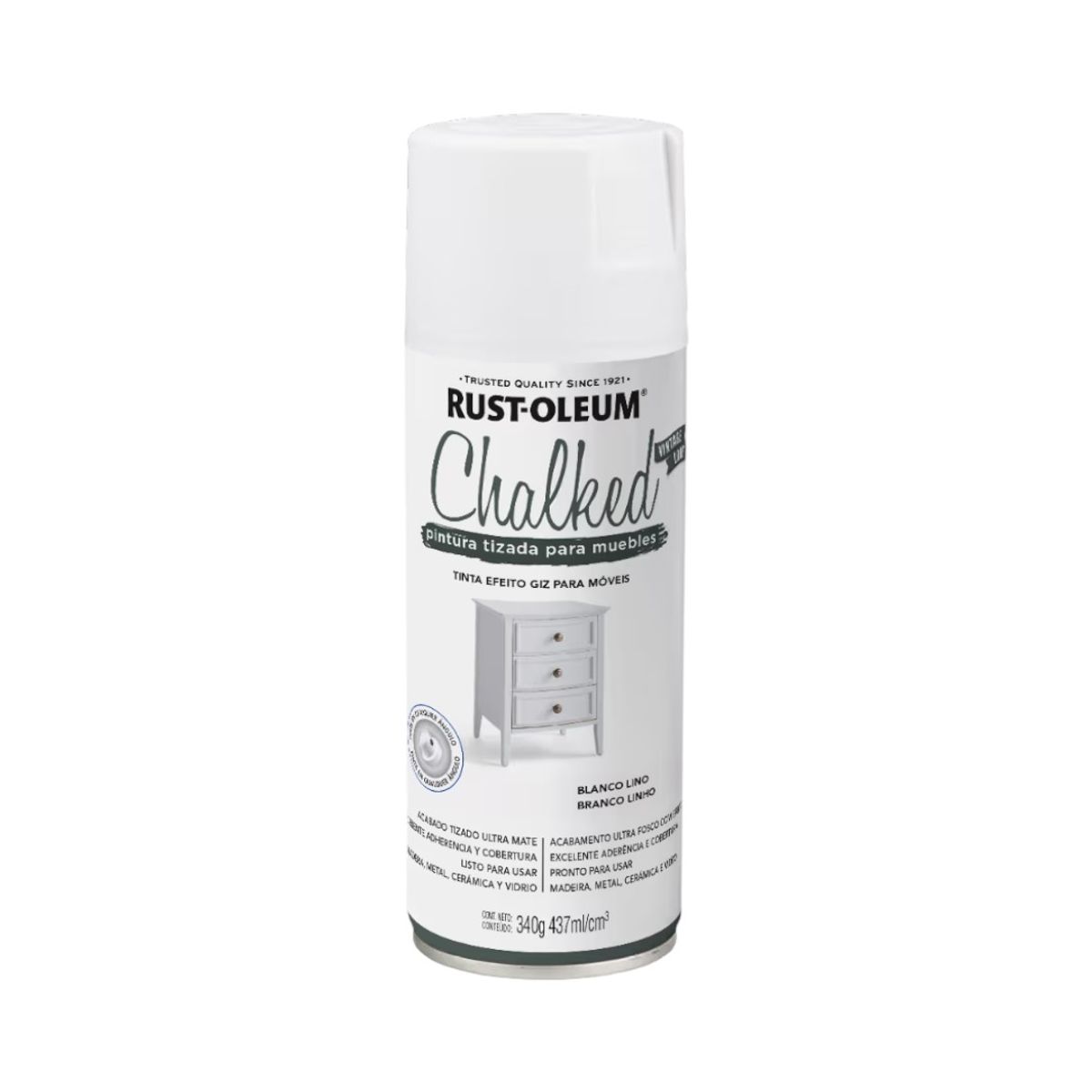 RUST OLEUM - Pintura Tizada para Muebles Chalked Blanco Lino 437 ml
