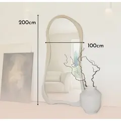 SANTU HOME & DECO - Espejo Asimetrico Cuerpo Entero Madera Blanco 200X100cm