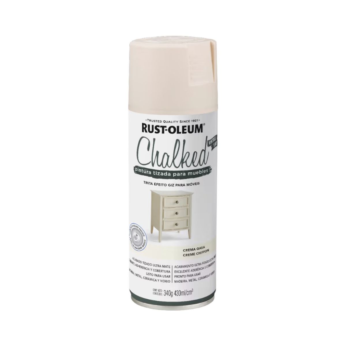 RUST OLEUM - Pintura Tizada para Muebles Chalked Crema Gasa 440ml