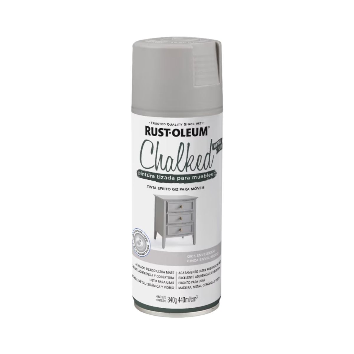 RUST OLEUM - Pintura Tizada para Muebles Chalked Gris Envejecido 440ml
