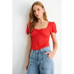 IO - Polera Lisa Mujer Rojo